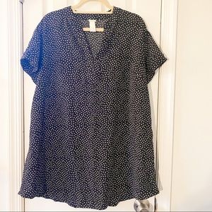 H&M black and white floral print tunic dress size 12